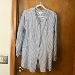 Blue and white striped linen tunic